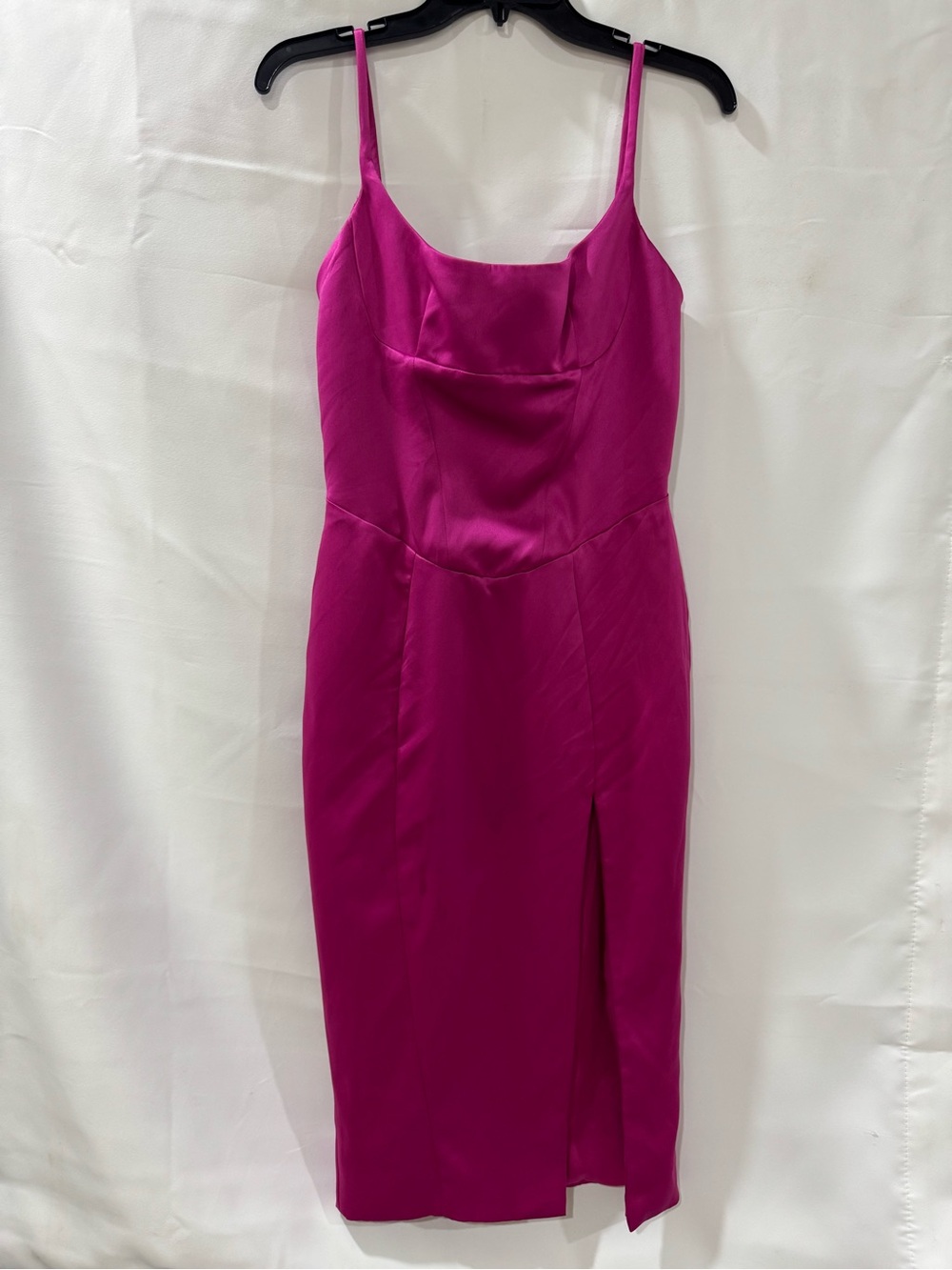 House of CB Magenta Slip Midi Dress with Front Slit